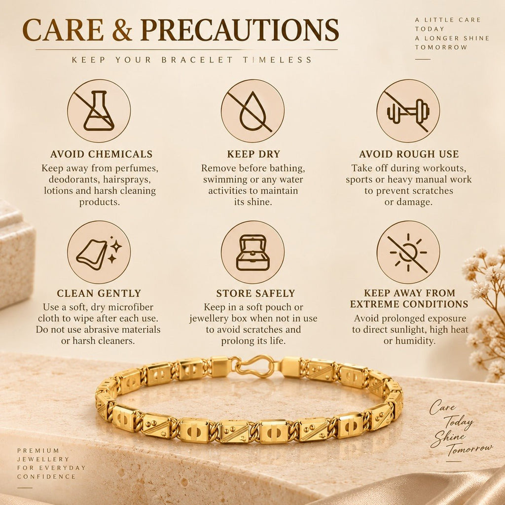 Gold-Tone Geometric Link Bracelet for Men - ANS Billion