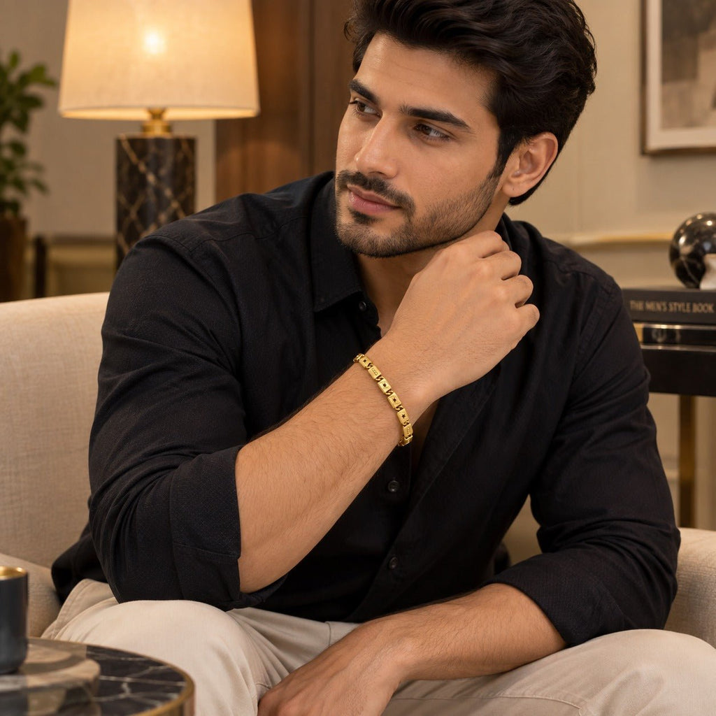 Gold-Tone Star Link Bracelet for Men - ANS Billion