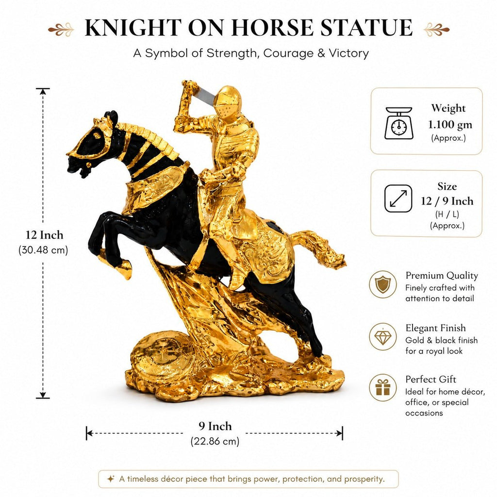 Golden warrior on horseback showpiece - ANS Billons