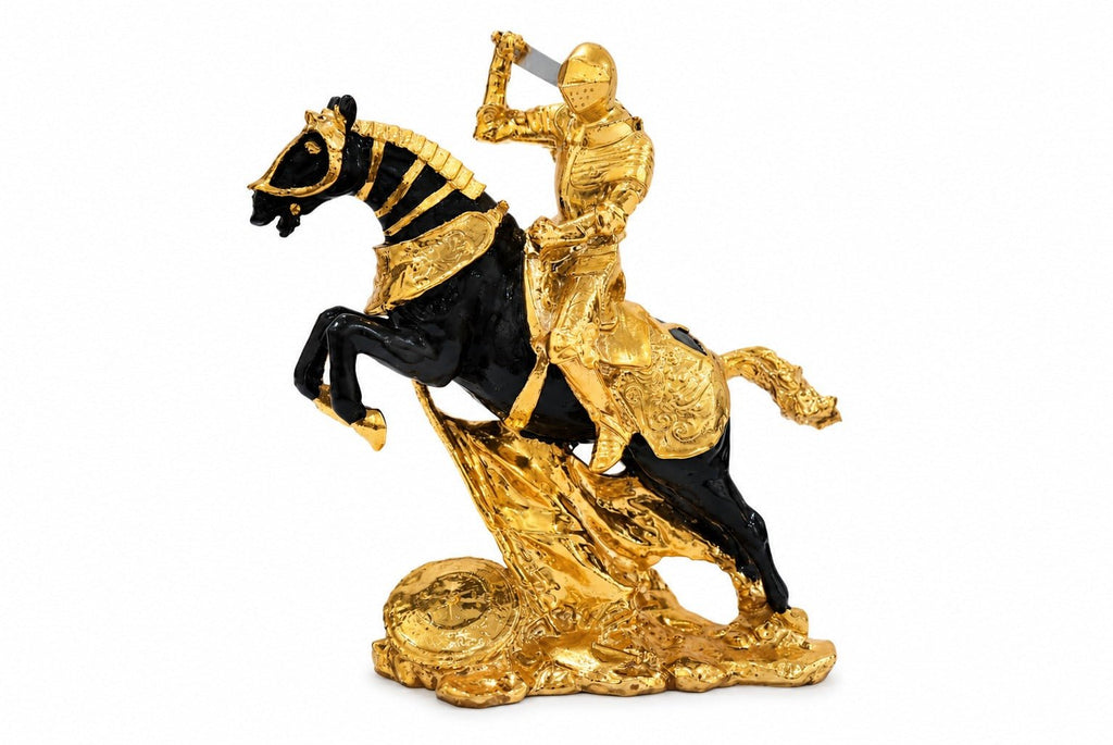 Golden warrior on horseback showpiece - ANS Billons