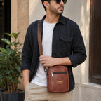 Jeep BULUO Men's Crossbody Sling Bag, Brown - ANS Laxury