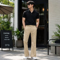 Korean Style Men's Slight Flare Trousers in Beige - ANS Billion