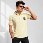 Men's Fancy Print Polo T-Shirt Steel Blue - ANS Billion