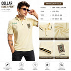 Men's Fancy Print Polo T-Shirt Steel Blue - ANS Billion