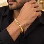 Men’s Gold-Tone Floral Geometric Link Bracelet - ANS Billion