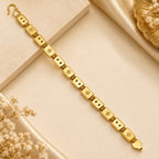 Men’s Gold-Tone Floral Geometric Link Bracelet - ANS Billion