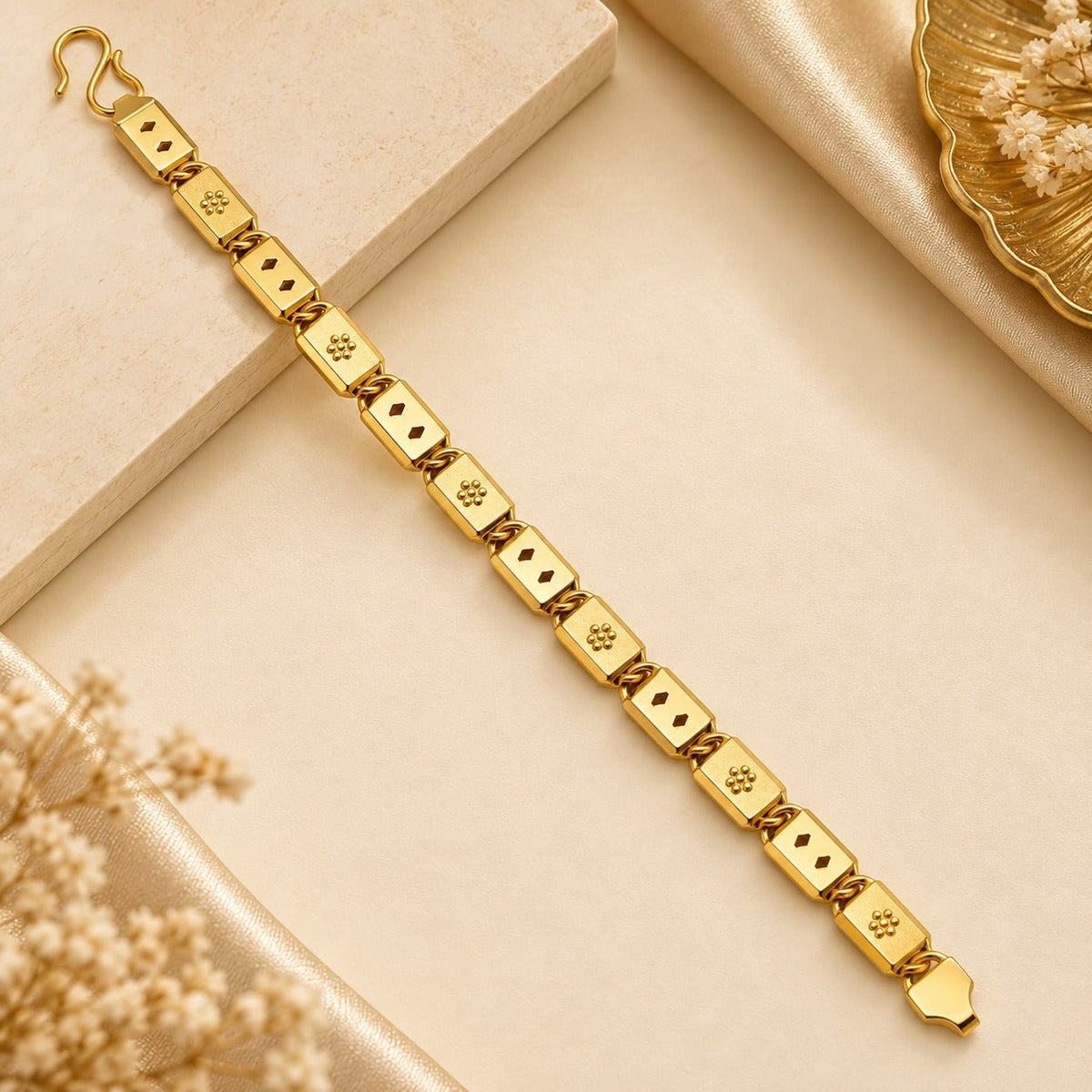 Men’s Gold-Tone Floral Geometric Link Bracelet - ANS Billion
