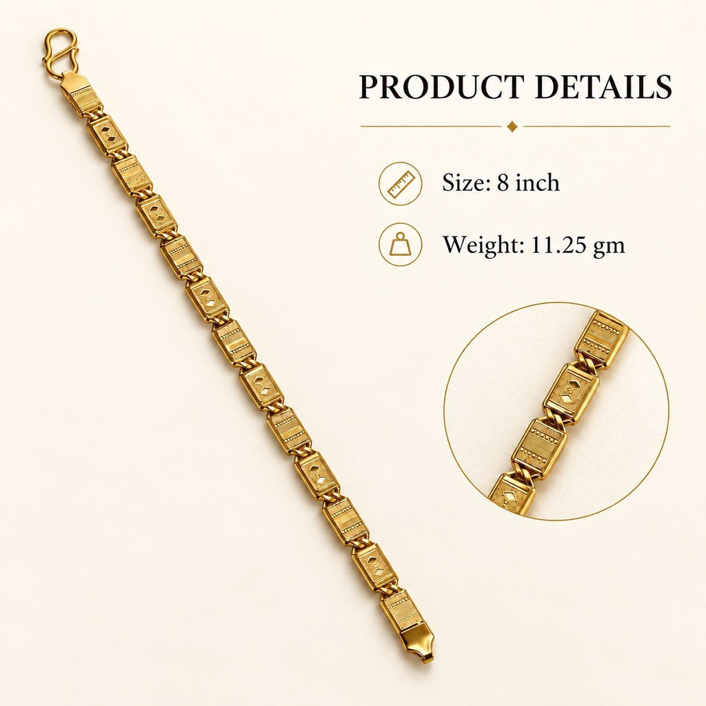 Men’s Gold-Tone Textured Rectangle Link Bracelet - ANS Billion