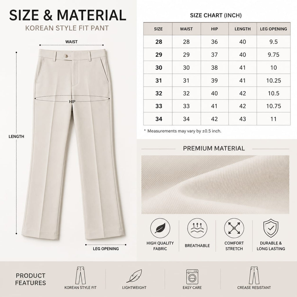Men's Korean Style Formal Trouser - ANS Billion