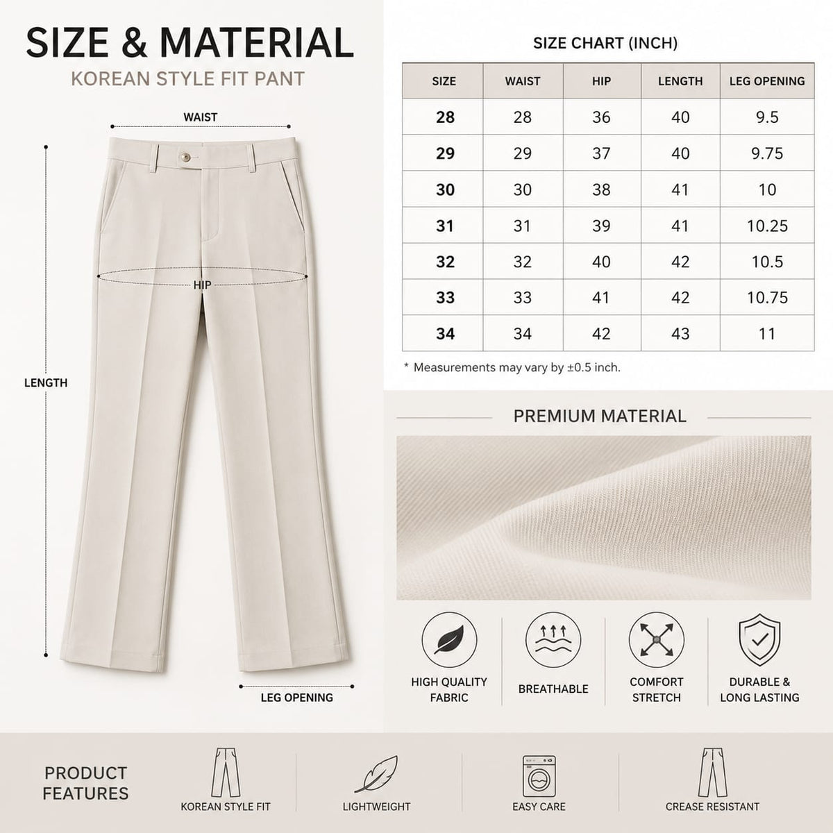 Men's Korean Style Formal Trouser - ANS Billion