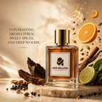 Men’s perfume contrasting fresh citrus, sweet spices, and deep woods. - ANS Billion