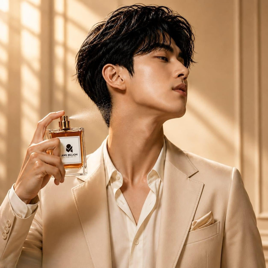Men’s perfume contrasting fresh citrus, sweet spices, and deep woods. - ANS Billion