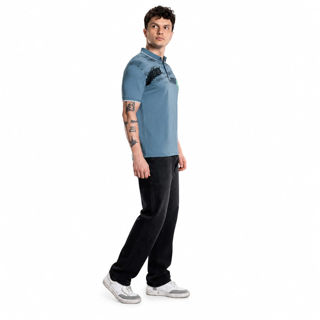 Men's Printed Polo T-Shirt | Fancy Collar Half Sleeve | Imported Tencil Lycra Fabric | 220-225 GSM | Regular Fit | Casual & Daily Wear - ANS Billion