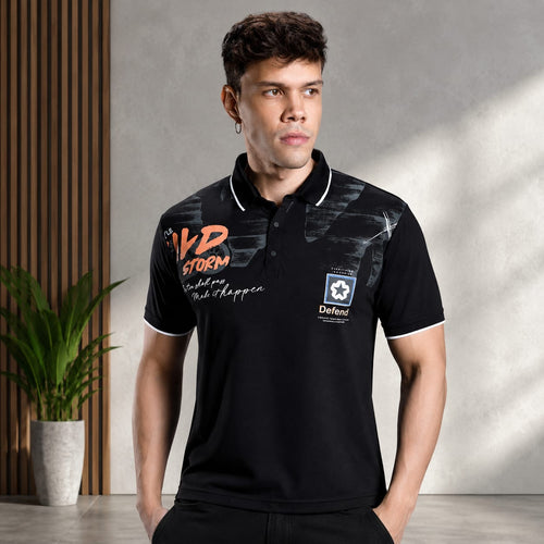 Men's Printed Polo T-Shirt | Fancy Collar Half Sleeve | Imported Tencil Lycra Fabric | 220-225 GSM | Regular Fit | Casual & Daily Wear - ANS Billion