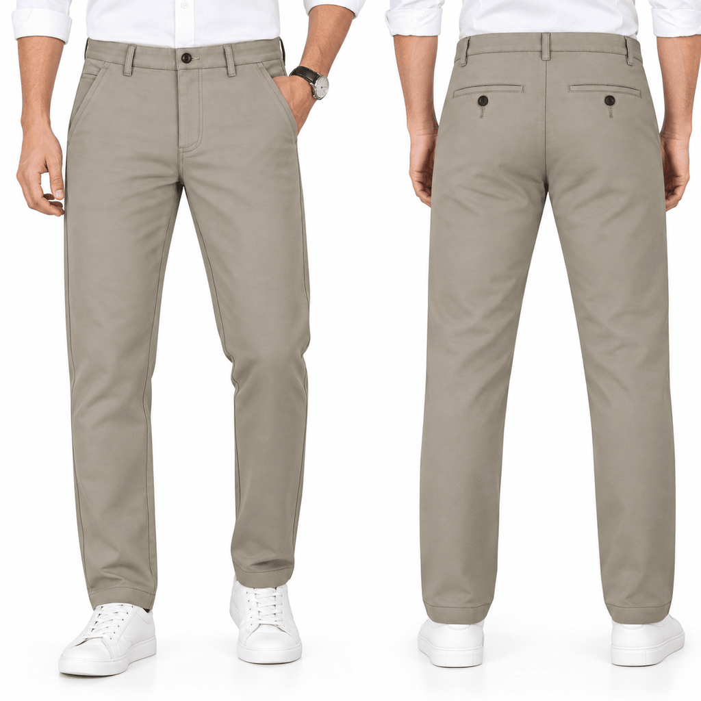 Men’s Slim-Fit Beige Formal Trousers - ANS Billion