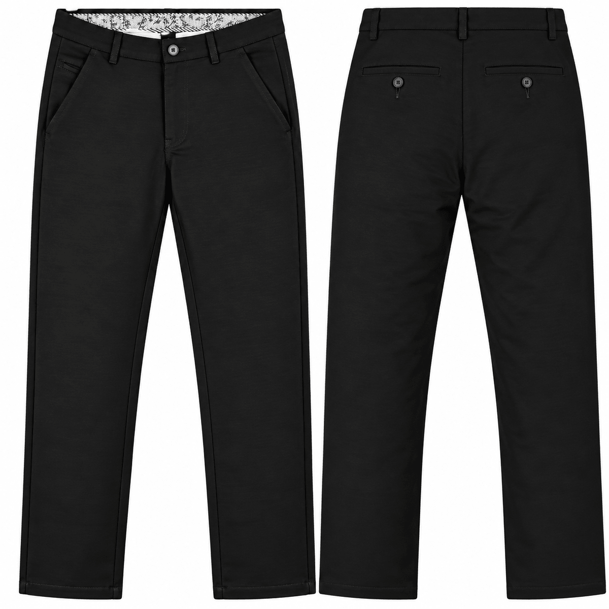 Men’s Slim-Fit Black Formal Trousers – Front & Back - ANS Billion