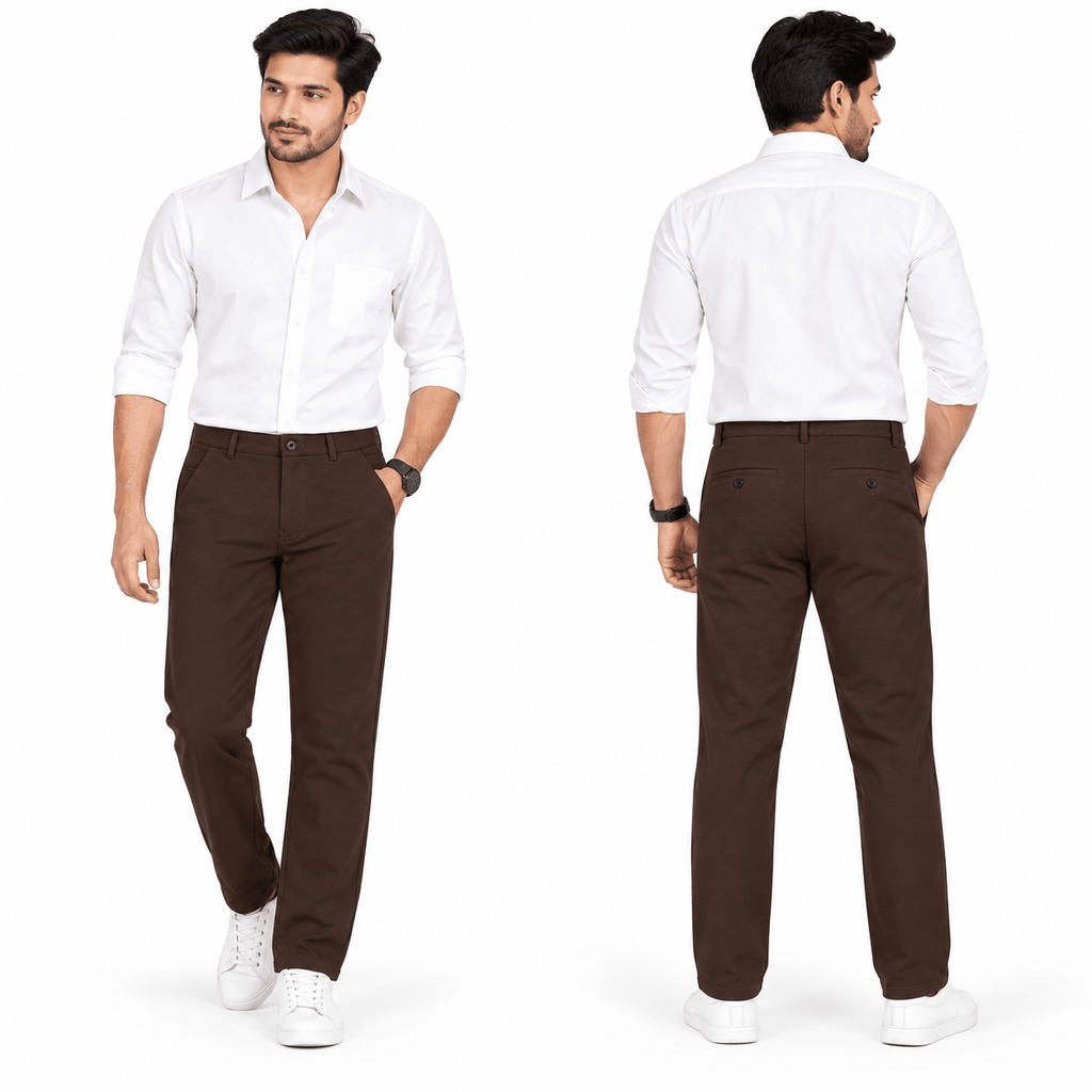 Men’s Slim-Fit Dark Brown Formal Trousers - ANS Billion