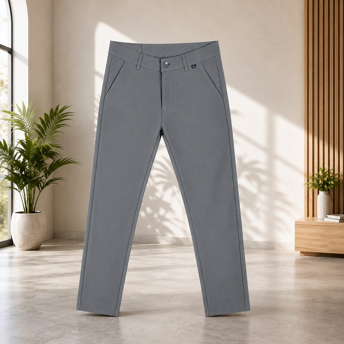 Men’s Slim-Fit Grey Formal Trousers - ANS Billion