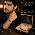 Premium Black &amp; Gold Beaded Bracelet for Men | Adjustable Fashion Wrist Bracelet - ANS Billion