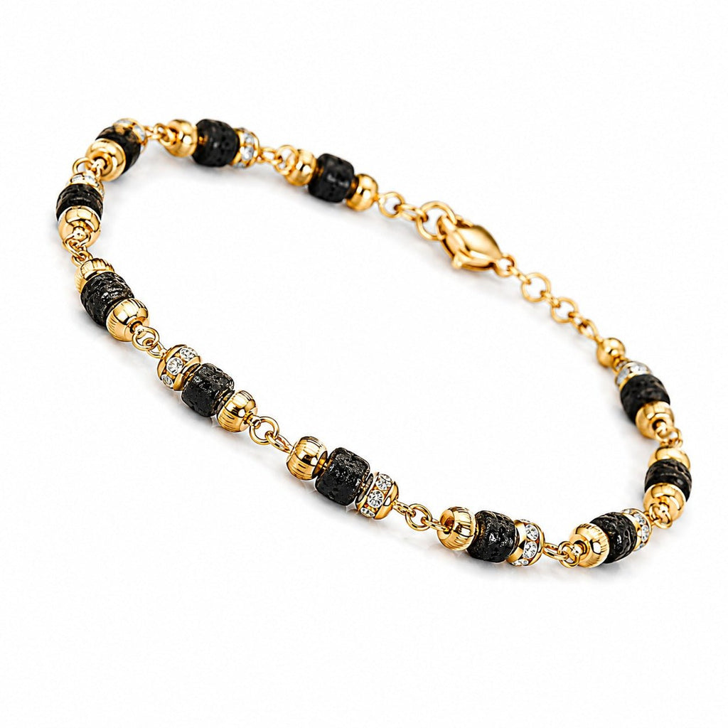 Premium Black &amp; Gold Beaded Bracelet for Men | Adjustable Fashion Wrist Bracelet - ANS Billion