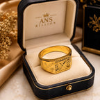 Premium Gold Finish Designer Ring for Men | Classic Engraved Statement Band - ANS Billion
