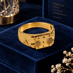 Premium Gold Finish Designer Ring for Men | Classic Engraved Statement Band - ANS Billion