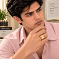 Premium Gold Finish Designer Ring for Men | Classic Engraved Statement Band - ANS Billion