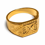 Premium Gold Finish Designer Ring for Men | Classic Engraved Statement Band - ANS Billion