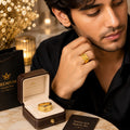Premium Gold Finish Designer Ring for Men | Classic Engraved Statement Band - ANS Billion
