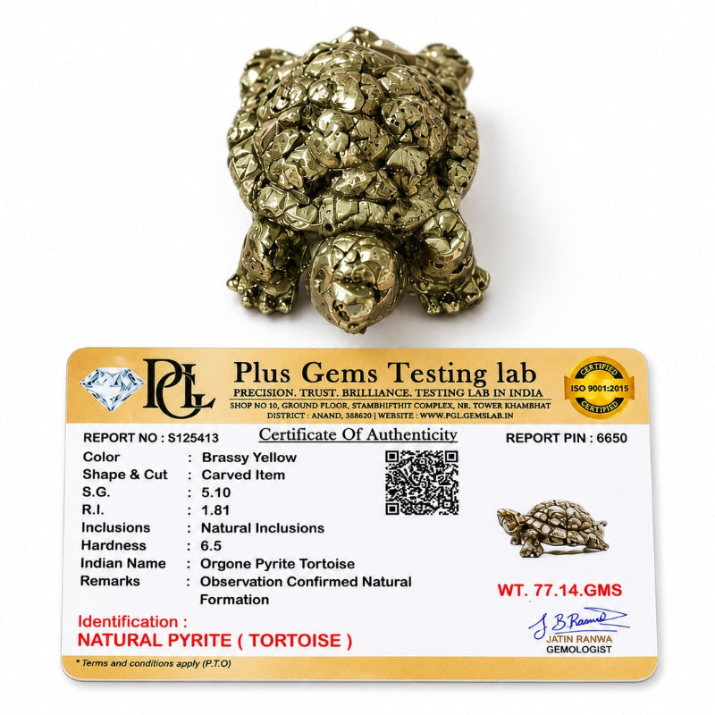 Natural Pyrite Tortoise for Home &amp; Office Decor