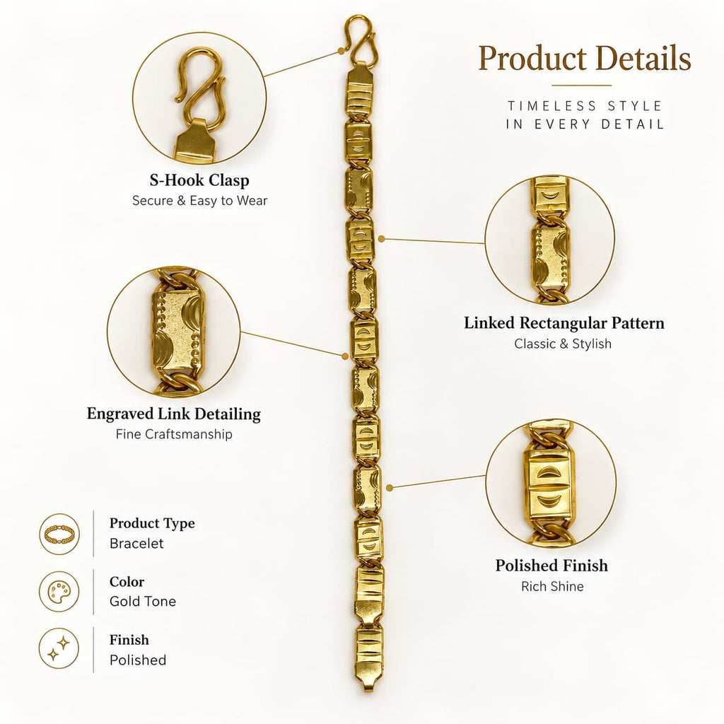 Regal Geo-Link Gold Plated Bracelet for Men - ANS Billion