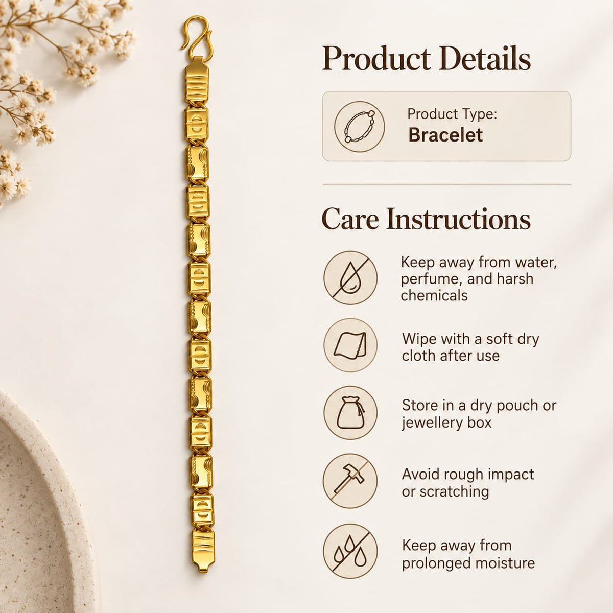 Regal Geo-Link Gold Plated Bracelet for Men - ANS Billion