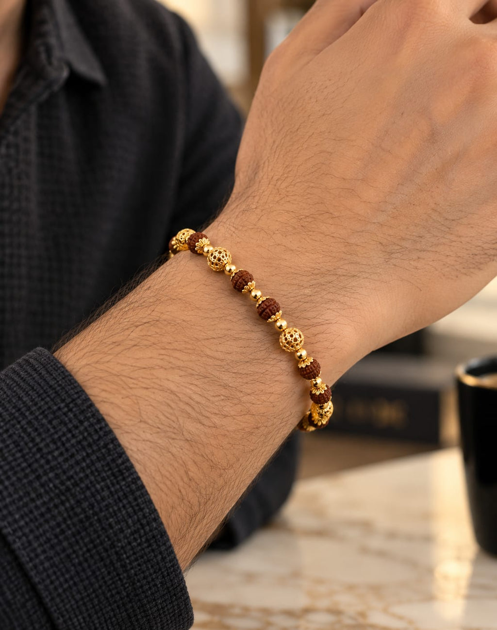 Rudra Royale Gold Bracelet For Men - ANS Billion