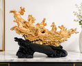 UAG Exports gold finish resin statue of seven running horses, designed for home and office decor. - ANS Billons