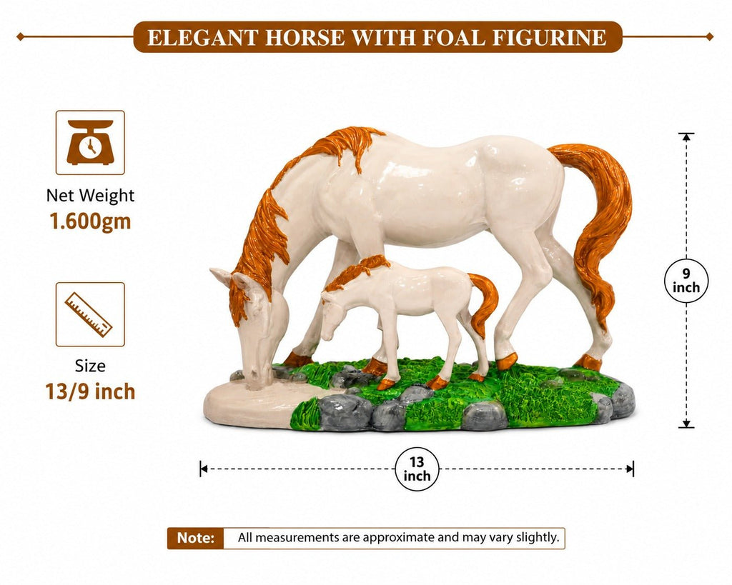 White and Golden Polyresin Decoration Horse Statue - ANS Billons