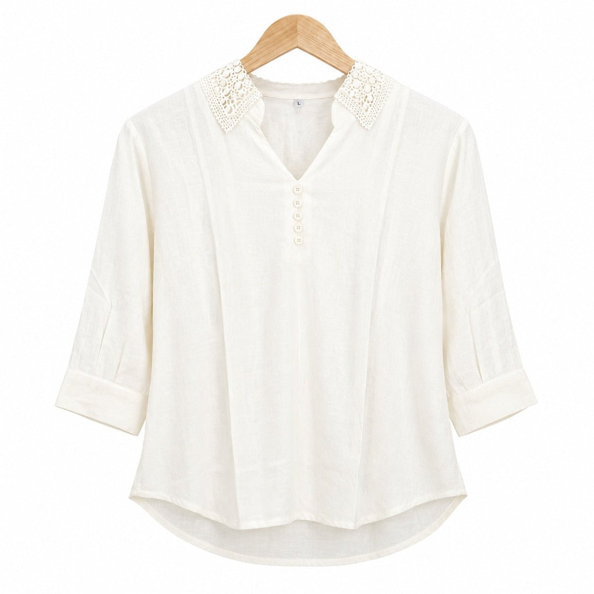 Women’s Cream White Collar Top - ANS Billion