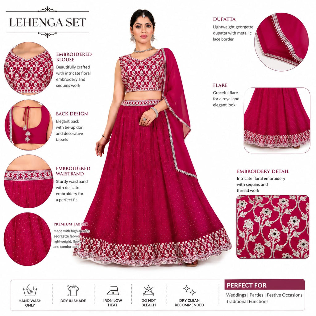 Women's Designer Embroidered Lehenga Choli with Dupatta – Party &amp; Wedding Wear - ANS Billion
