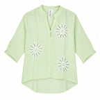 Women’s Light Green Floral Embroidered V-Neck Top - ANS Billion