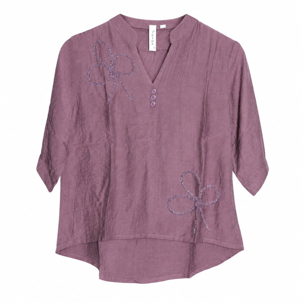 Women’s Mauve Purple Embroidered High-Low Top - ANS Billion