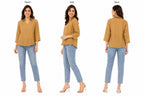 Women’s Mustard Brown Lace Collar Top - ANS Billion