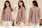 Women’s Taupe Brown Collared Tunic Top - ANS Billion